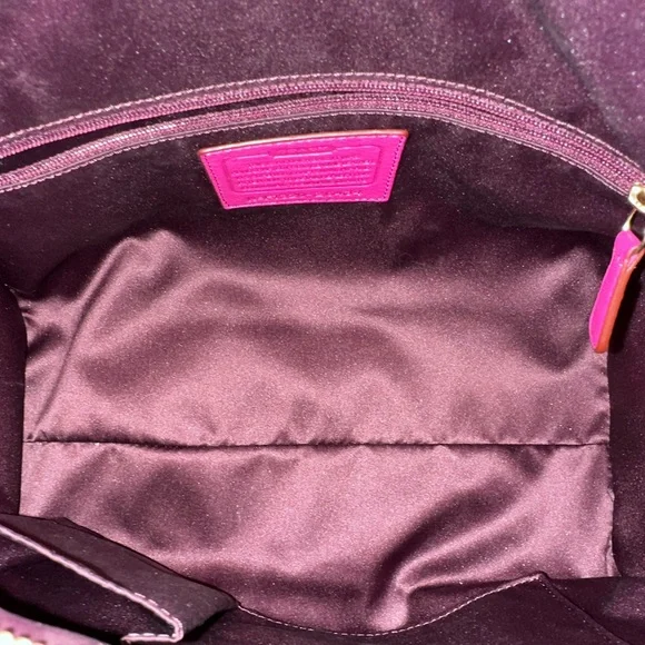 NWOT COACH POPPY STUDS LEATHER EAST/ WEST SATCHEL / SHOULDER BAG / MAGENTA